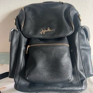 Black leather Jujube diaper bag back pack